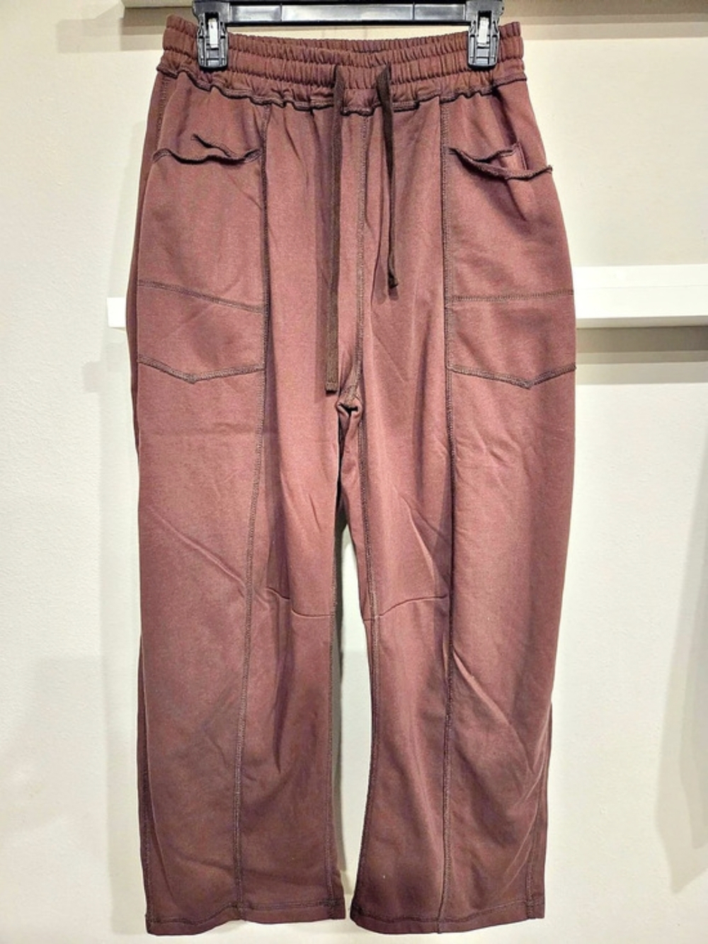 Brown Straight-Leg Jogger Pants Size Medium